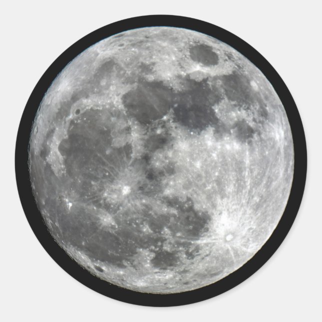 Supermoon Måne Round Sticker Runt Klistermärke (Framsida)