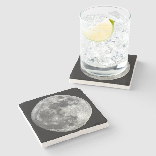 Supermoon Måne Stone Underlägg (Sidan)