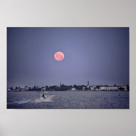 Supermoon Moonset över Marathon, Florida Poster