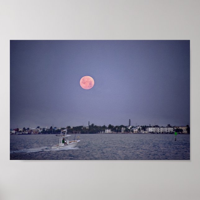 Supermoon Moonset över Marathon, Florida Poster (Framsidan)