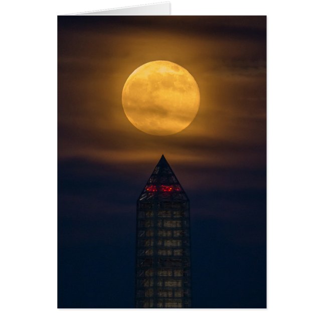 Supermoon Over Washington Monument Hälsningskort (Framsidan)
