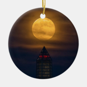 Supermoon Over Washington Monument Julgransprydnad Keramik