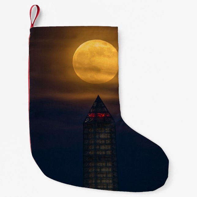 Supermoon Over Washington Monument Liten Julstrumpa (Framsidan)
