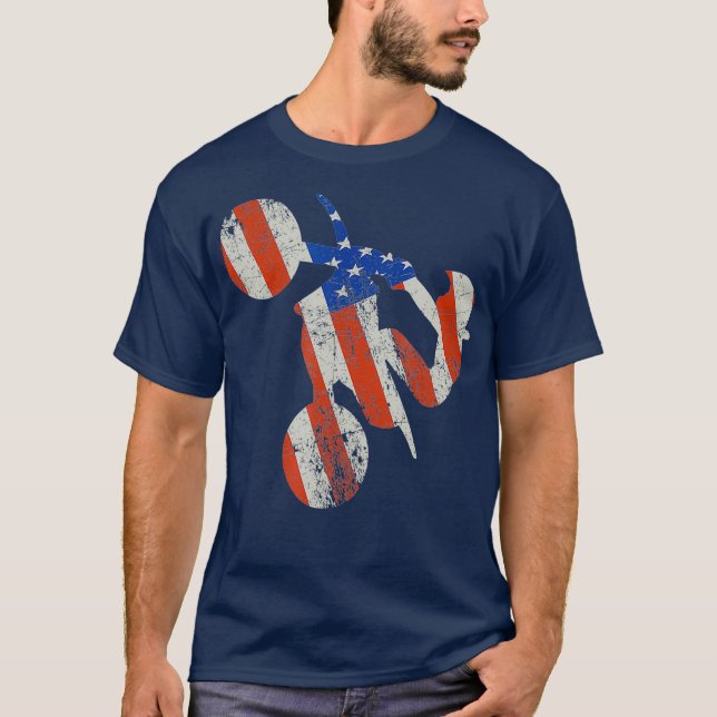 Supermoto America Flagga Supercross Riding T Shirt (Framsida)
