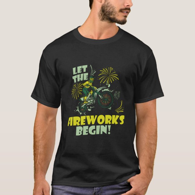 Supermoto Fireworks Mx Motocross Dirt Biking 4Th O T Shirt (Framsida)