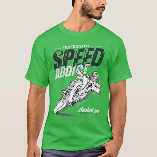SuperMoto Speed Addict Motorcycle Shirt T Shirt (Framsida)