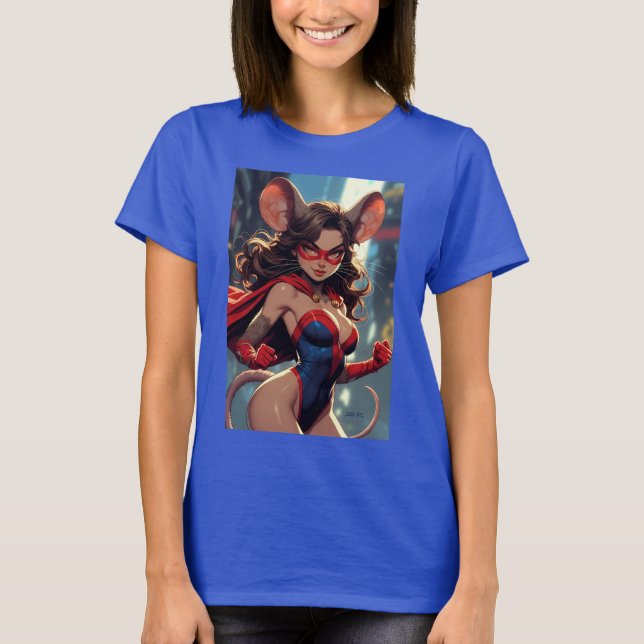 SuperMouse Kvinna kvinnor blå T-shirt (Framsida)