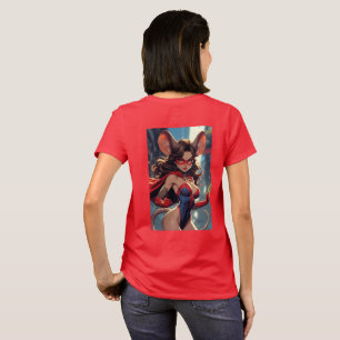 SuperMouse Kvinna kvinnor röd t-shirt baksida