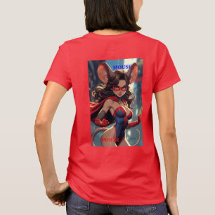 SuperMouse Kvinna Mus Kraft kvinnor röd T-shirt bk