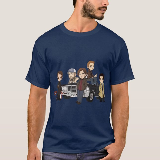 Supernatural Cartoon Design vintage friend T Shirt (Framsida)