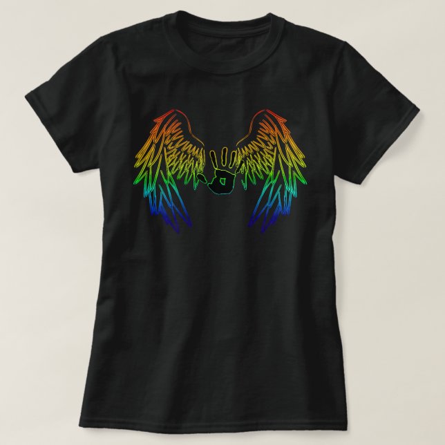 Supernatural Rainbow Angel Wings With Handprint Cl T Shirt (Design framsida)