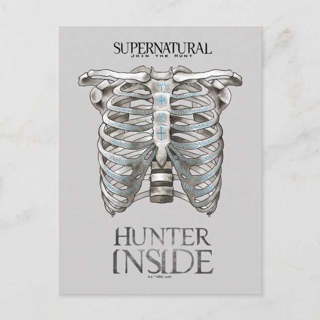 Supernaturlig "Hunter Inside" Ribcage Graphic Vykort (Framsida)