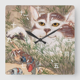 Supernaturlig katt fyrkantig klocka