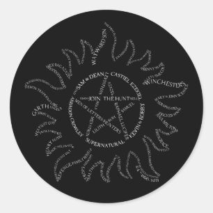 Supernaturlig typografi Pentagram Runt Klistermärke