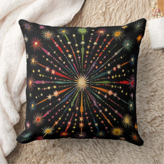 Supernova - Rainbow Stars Galaxy Black Retro Boho Kudde