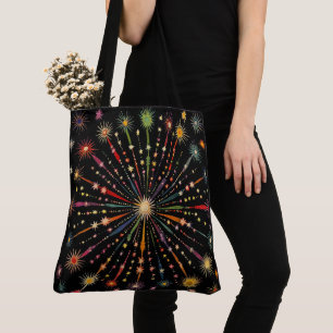 Supernova - Rainbow Stars Galaxy Black Retro Boho Tygkasse