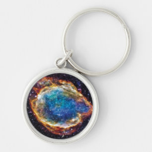 Supernovarest G299.2-2.9 NASA rymdfoto Rund Silverfärgad Nyckelring