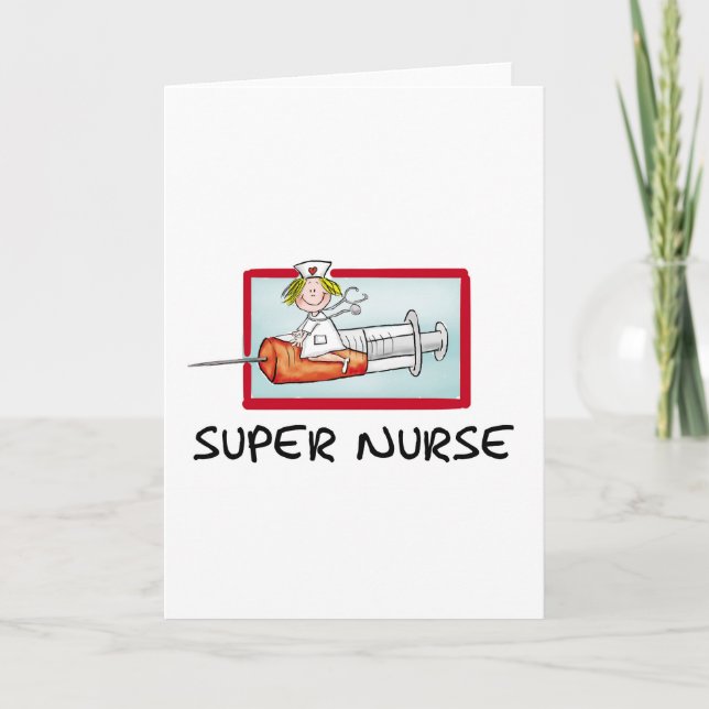 supernurse - humoristisk tecknadsjuksköterska på kort (Framsida)