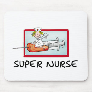 supernurse - humoristisk tecknadsjuksköterska på musmatta