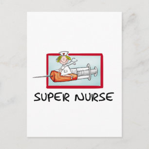 supernurse - humoristisk tecknadsjuksköterska på vykort