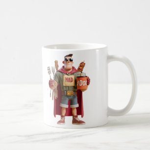 Superpappa: 3D-karaktärillustration av en BBQ-älsk Kaffemugg