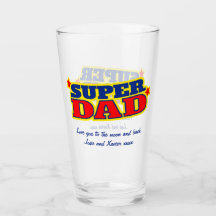 Superpappa anpassad text röd blå gul grafik