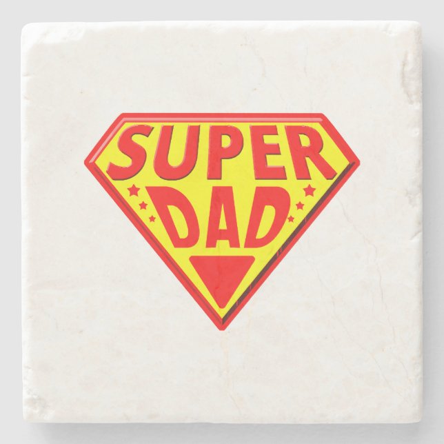 Superpappa - Glad fadersdag Stenunderlägg (Framsidan)