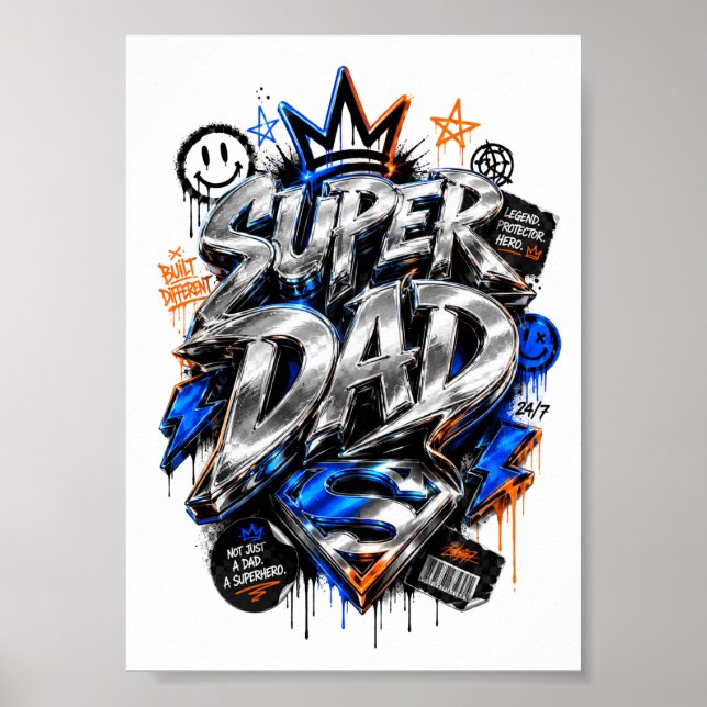 Superpappa Graffiti Sköld Poster (Framsidan)