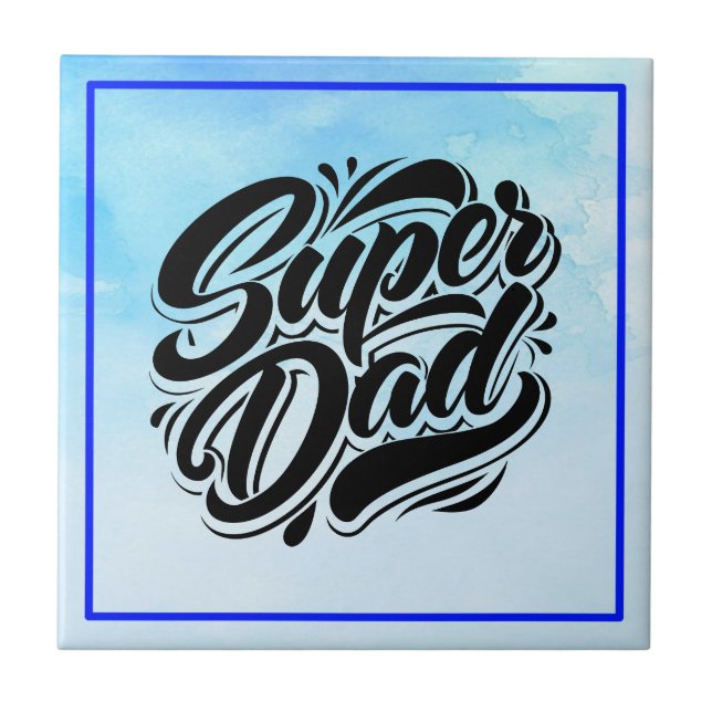 Superpappa Hjälte Typografi Design-67888 Kakelplatta (Framsidan)
