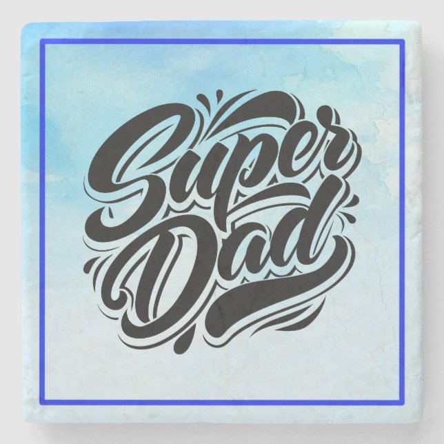 Superpappa Hjälte Typografi Design-67888 Stenunderlägg (Framsidan)