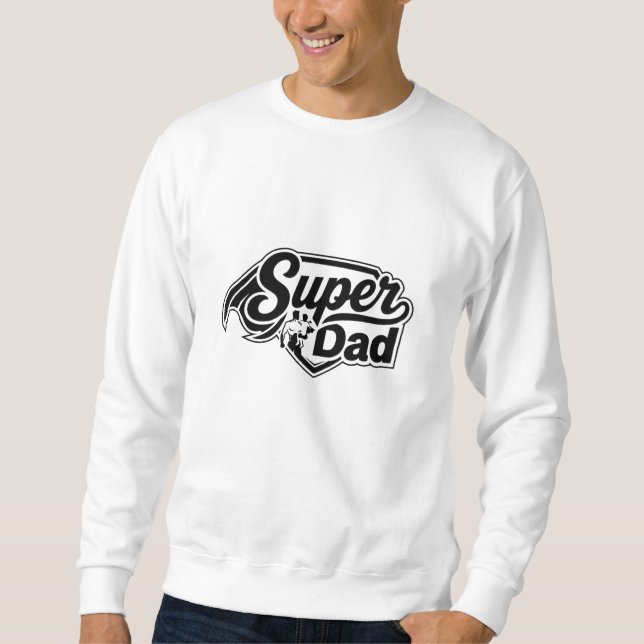Superpappa Hjältesköld - Farsdag present Lång Ärmad Tröja (Framsida)