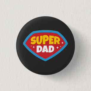 Superpappa Retro Superhjälte-märke Knapp
