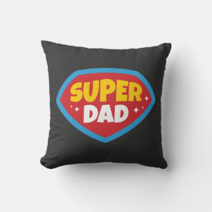 Superpappa Retro Superhjälte-märke Kudde