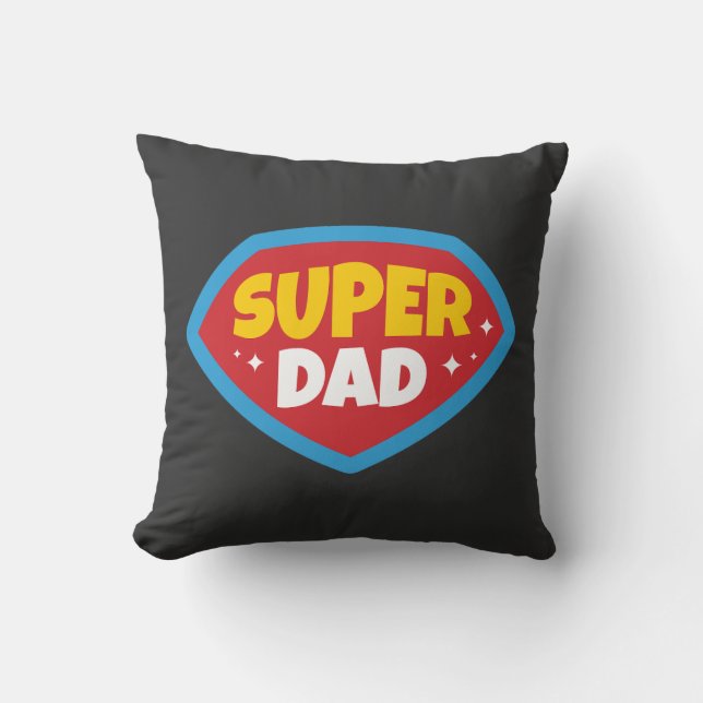 Superpappa Retro Superhjälte-märke Kudde (Framsida)
