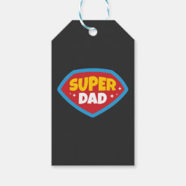 Superpappa Retro Superhjälte-märke Presentetikett