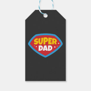 Superpappa Retro Superhjälte-märke Presentetikett
