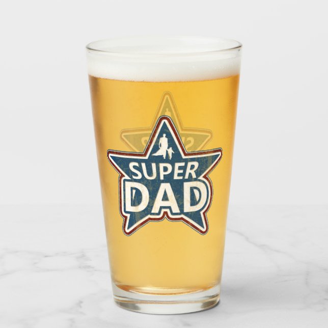 Superpappa Röd Vit och Blå Glaskopp (Framsida fylld)