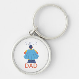 Superpappa Superhjälte Cape Rund Nyckelring