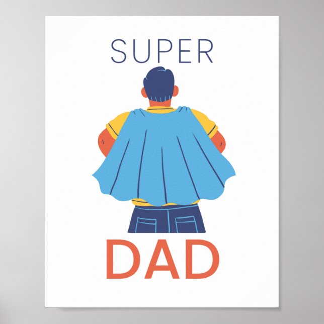 Superpappa Superhjälte Cape Väggkonst Affisch Tryc (Framsidan)