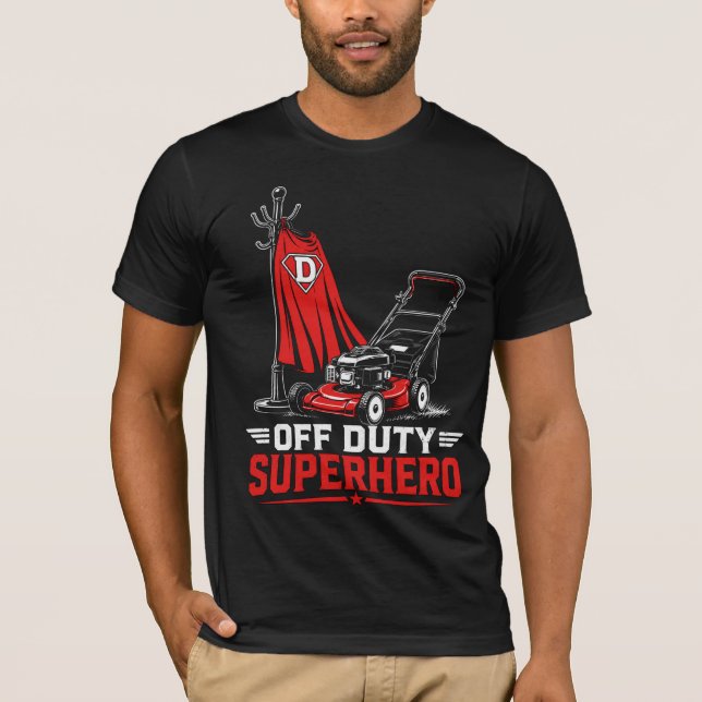 Superpappa Superhjälte Ledig Gräsklippare Rolig Fa T Shirt (Framsida)