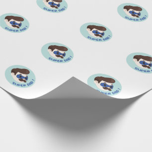 Superpappa tecknad märke presentpapper