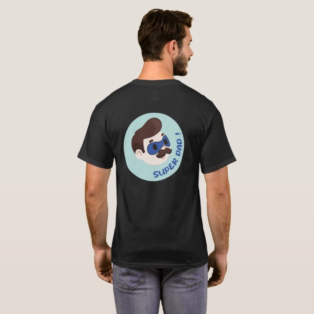 Superpappa tecknad märke t shirt (Hel baksida)
