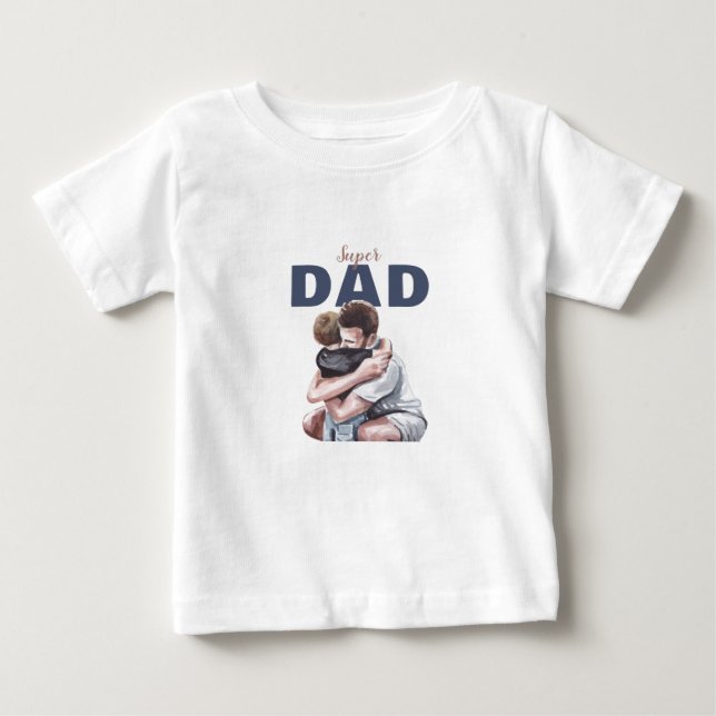 Superpappa Vattenfärg Design T Shirt (Framsida)