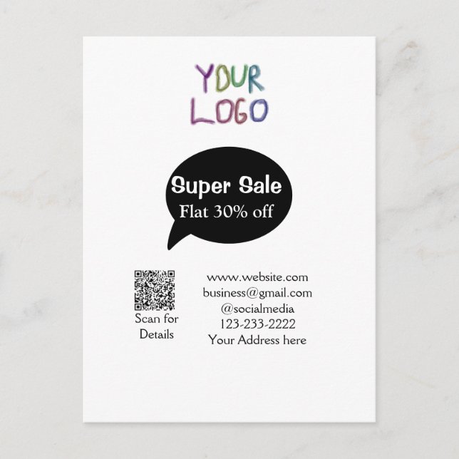 superrea affärsrabatt skanna QR-kod detaljer  Vykort (Framsida)