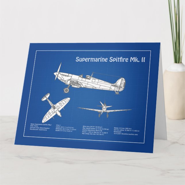 Supersea Spitfire - Flygplan Blueprint ABD Tack Kort (Framsida)