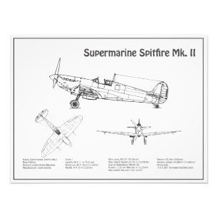 Supersea Spitfire - Flygplan Blueprint BD Fototryck