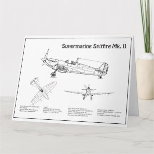 Supersea Spitfire - Flygplan Blueprint BD Tack Kort