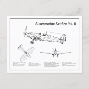 Supersea Spitfire - Flygplan Blueprint BD Vykort