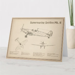 Supersea Spitfire - Flygplan Bluprint SD Tack Kort