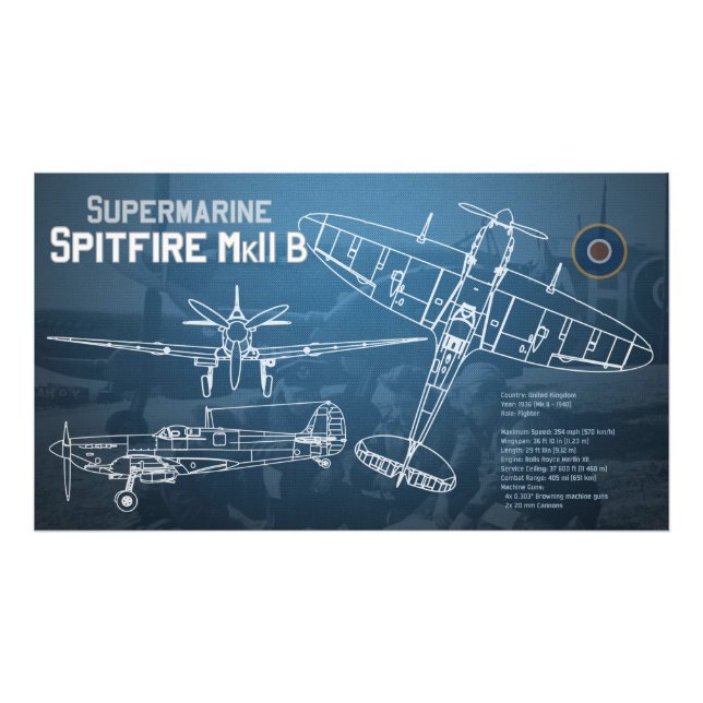 Supersea Spitfire MK II-blått Fototryck (Framsidan)